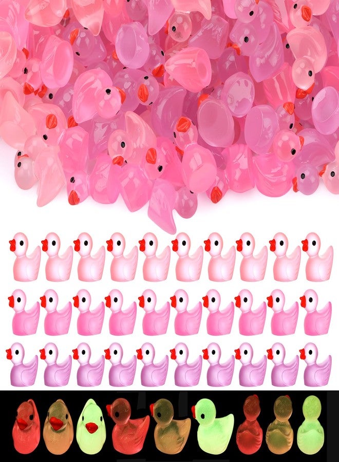 GGSTDDUP 210pcs Valentines Luminous Mini Resin Ducks Pink Tiny Miniature Ducks Figurines Small Little Resin Duck Bulk for Valentine's Day Gift Dollhouse Mini Garden Landscape Decoration - Image 1